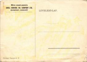 1933 Gödöllői Jamboree. Shell Kőolaj Részvénytársaság reklámlapja / Look, Shell here in Hungary, jus...