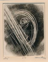 Klement Zoltán (1967-): Arc. Korom monotípia, papír, jelzett, számozott (1/1). Paszpartuban. 9x7 cm