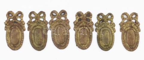 6 darab bronz bútorveret, h: 5 cm