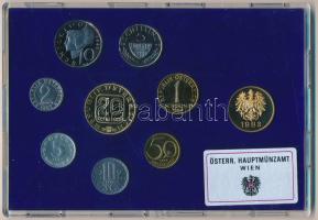 Ausztria 1983. 2gr-20Sch (8xklf) forgalmi sor + Bécsi Verde zseton, eredeti tokban T:PP Austria 1983. 2 Groschen - 20 Schilling (8xdiff) coin set + Vienna Mint token, in original case C:PP