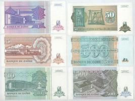 Zaire 1993. 1NZ - 50NZ (4xklf) + 1994-1995. 500NZ (2xklf) T:AU, enyhe sarokhajlás
Zaire 1993. 1 Nou...
