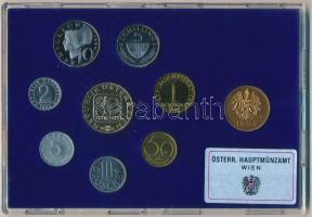 Ausztria 1985. 2gr-20Sch (8xklf) forgalmi sor + Bécsi Verde zseton, műanyag dísztokban T:PP Austria 1985. 2 Groschen - 20 Schilling (8xdiff) coin set + Vienna Mint token, in original plastic case C:PP