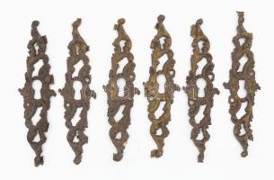 6 darab bronz bútorveret, h: 13 cm