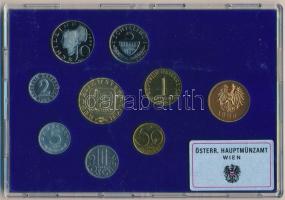 Ausztria 1986. 2gr-20Sch (8xklf) forgalmi sor + Bécsi Verde zseton, műanyag dísztokban T:PP Austria 1986. 2 Groschen - 20 Schilling (8xdiff) coin set + Vienna Mint token, in original plastic case C:PP