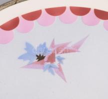 Régi fajansz betétes kínáló, kopott, d: 30 cm