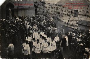 1902 Selmecbánya, Schemnitz, Banská Stiavnica; Körmenet indulása a Kálvária emlékbúcsúkor 1901. szept. 15-én / Catholic procession (EM)