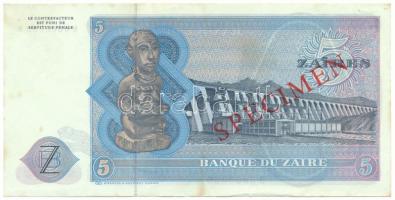 Zaire 1979. 5Z "B 0000000 A", "MINTA" felülbélyegzéssel T:F szép papír, tűzőgépl...