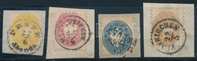 1864 2kr, 5kr, 10kr, 15kr 1-1 kivágáson teljes bélyegzésekkel (4.800+)