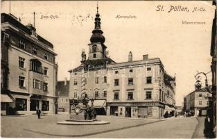 1915 Sankt Pölten, Dom-Café, Kerrenplatz, Wienerstrasse / café, square, street, shop of Franz Hackl + "K. u. K. 2/14 Korpstrain-Gruppen Kommando" "Hauptfeldpostamt 630" (EK)