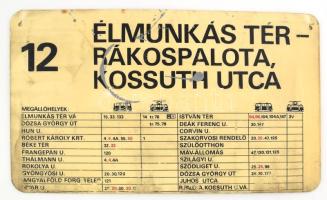 12-es villamos műanyag táblája, kopással, 29x50 cm