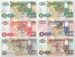 Zambia 1992. 20K (2x) + 50K + 100K + 2003-2011. 500K (2xklf) T:UNC-AU Zambia 1992. 20 Kwacha (2x) + 50 Kwacha + 100 Kwacha + 2003-2011. 500 Kwacha (2xdiff) C:UNC-AU