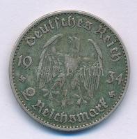 Német Harmadik Birodalom 1934J 2M Ag "Náci hatalom első évfordulója" T:VF patina German Th...