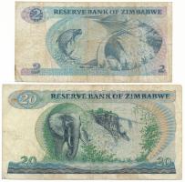 Zimbabwe 1980. 2$ + 1983. 20$ T:F
Zimbabwe 1980. 2 Dollars + 1983. 20 Dollars C:F
Krause P#1, P#4