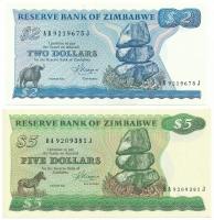 Zimbabwe 1983. 2$ + 5$ T:AU Zimbabwe 1983. 2 Dollars + 5 Dollars C:AU Krause P#1, P#2