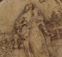 A säckingeni trombitás 2 db romantikus jelenetet ábrázoló öntöttvas fali dísztál. Áttört, plasztikus...