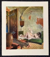 cca 1930-1960 Régi színes erotikus nyomatok, 25 db nyomat, félvászon-kötésben, kopott borítóval, 22x...