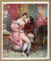 cca 1930-1960 Régi színes erotikus nyomatok, 25 db nyomat, félvászon-kötésben, kopott borítóval, 17x...