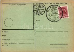 1941 Tábori postai levelezőlap harckocsival / WWII Hungarian military field postcard with tank + &qu...