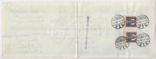 Debrecen 1931. Kitöltött váltó 10.000 Aranypengőről, vízjeles papíron, hátoldalán lepecsételt illeté...