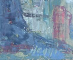 Hegyi György (1922-2001): Szentendrei részlet. Olaj, karton, jjl.: Hegyi. 60x80 cm, üvegezett fakere...