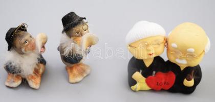 2 darab design kacsa figura, festett gipsz, m: 11-13 cm + mozgó fejű figura m: 10 cm