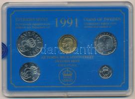 Svédország 1991. 10ö - 10K (5xklf) forgalmi sor műanyag tokban T:UNC karcos tok Sweden 1991. 10 Öre - 10 Kronor (5xdiff) coin set in plastic case C:UNC scratched case