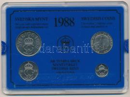 Svédország 1988. 10ö - 5K (4xklf) forgalmi sor műanyag tokban T:UNC ragasztónyom a tokon Sweden 1988. 10 Öre - 5 Kronor (4xdiff) coin set in plastic case C:UNC glue mark on the case