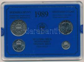 Svédország 1989. 10ö - 5K (4xklf) forgalmi sor műanyag tokban T:UNC enyhén karcos tok Sweden 1989. 10 Öre - 5 Kronor (4xdiff) coin set in plastic case C:UNC slightly scratched case