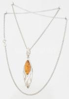 Ezüst (Ag) nyaklánc mesterséges borostyánnal Jelzett br 12,6 g