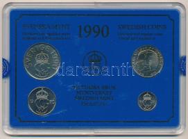 Svédország 1990. 10ö - 5K (4xklf) forgalmi sor műanyag tokban T:UNC karcos tok, patina Sweden 1990. 10 Öre - 5 Kronor (4xdiff) coin set in plastic case C:UNC scratched case, patina