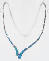 Ezüst (Ag) nyaklánc és gyűrű szett, mesterséges opállal, jelzett br 17,2 g