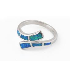 Ezüst (Ag) nyaklánc és gyűrű szett, mesterséges opállal, jelzett br 17,2 g