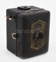 Zeiss Ikon box fényképezőgép, Novar-Anstigmat 1:6.3, F=5 cm objektívvel, bőr tokban, 6x6x8 cm