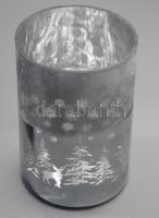 Boltze Glass 3 darab karácsonyi csiszolt üveg virágtartó, egyik jelzett, m: 12-18 cm