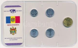 Moldova 2005-2006. 1b - 50b (5xklf) "Hivatalos fizetőeszközök a világ minden tájáról" forgalmi érme összeállítás fólia tokban T:UNC patina Moldova 2005-2006. 1 Bani - 50 Bani (5xdiff) "Official currencies from around the world" circulation coin set in foil case C:UNC patina