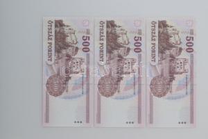 2007. 500Ft (3x) sorszámkövetők "EB" T:UNC