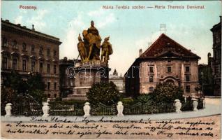 1909 Pozsony, Pressburg, Bratislava; Mária Terézia szobor, Schüttkasten / monument (fl)