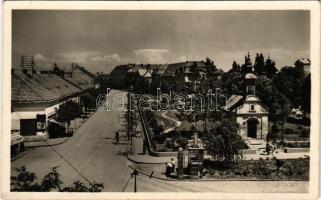 Érsekújvár, Nové Zámky; Széchenyi utca, Szent Anna kápolna, benzinkút / street, chapel, gas station (fl)