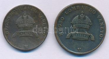 Olasz Államok / Lombardia-Velence 1822. 3c Cu + 1822. 5c Cu T:VF ph. Italian States / Lombardy-Venet...