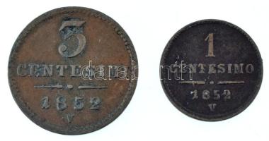 Olasz Államok / Lombardia-Velence 1852V 1c + 3c Cu T:XF,VF Italian States / Lombardy-Venice 1852V 1 Centesimi + 3 Centesimi Cu C:XF,VF