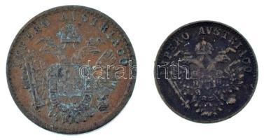 Olasz Államok / Lombardia-Velence 1852V 1c + 3c Cu T:XF,VF Italian States / Lombardy-Venice 1852V 1 ...