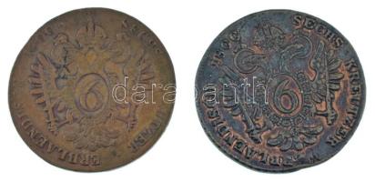 1800B-S 6kr Cu "I. Ferenc" (2xklf) T:XF,VF anyaghiba patina Huszár: 2018, Unger III.: 1399.a, Huszár: 2021., Unger III.: 1399.d