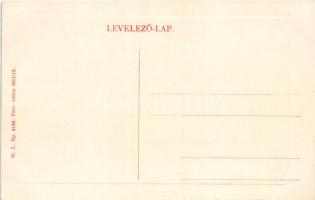 Kunszentmiklós, Fő utca, M. kir. posta, templom. W. L. Bp. 4158. 1911-13. (vágott / cut)