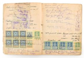 1921-1935 Forgalmi adókönyv, adóbélyegekkel