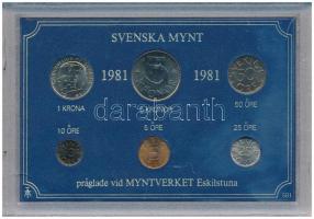 Svédország 1981. 5ö - 5K (6xklf) forgalmi sor műanyag tokban T:UNC  Sweden 1981. 5 Öre - 5 Kronor (6xdiff) coin set in plastic case C:UNC