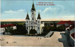 1915 Óbecse, Stari Becej; Szent István tér, templom. Radoszávlyevits kiadása / square, church (EK)