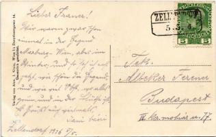 1916 Zellerndorf, Bahnhof, Totale, Zeughaus der Freiwilligen Feuerwehr / railway station, armory of ...