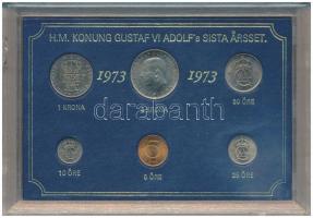 Svédország 1973. 5ö - 5K (6xklf) forgalmi sor műanyag tokban T:UNC Sweden 1973. 5 Öre - 5 Kronor (6xdiff) coin set in plastic case C:UNC