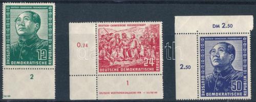 1951 Német-kínai barátság ívszéli / ívsarki sor Mi 286-288