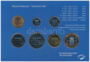 Hollandia 1997. 5c-5G (6xklf) + "Gelderland" emlékérem forgalmi sor karton dísztokban, fól...